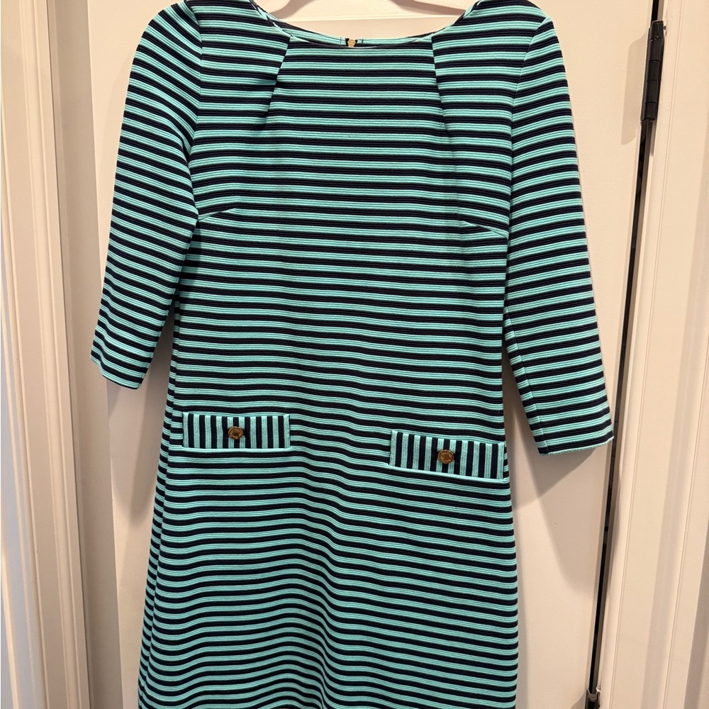 Lilly Pulitzer navy blue and teal Sheath Dress with Raglan Sleeves